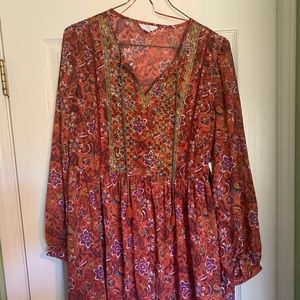 Long Sleeve Boho Dres XXL